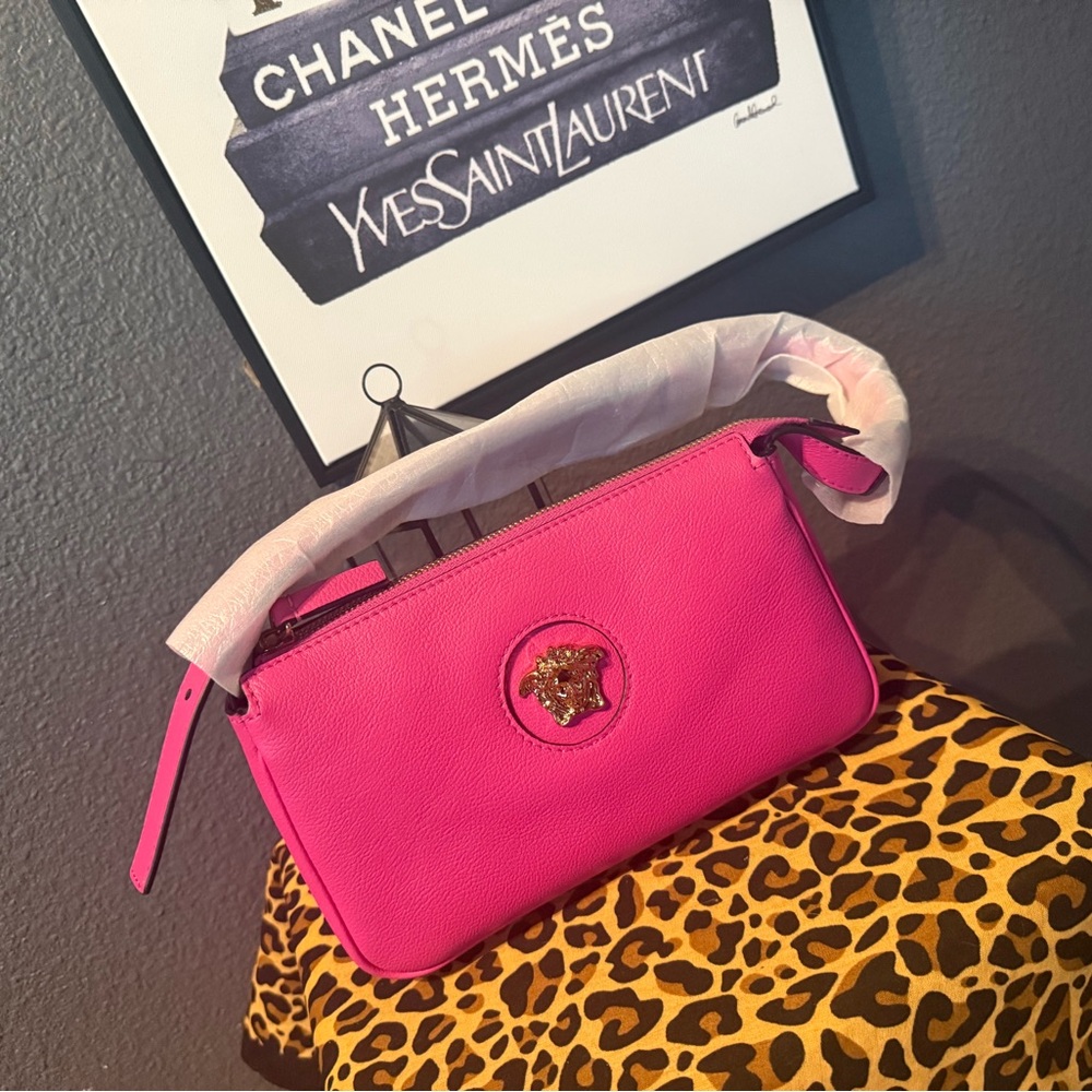 Versace Vibrant Pink Clutch with Medusa Logo
